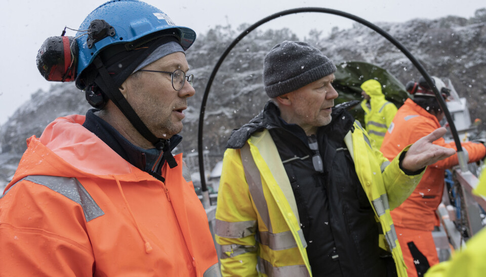 El director de proyecto Arne Ottesen en Leirvik, junto con el director técnico de Searas, Morten Aga.